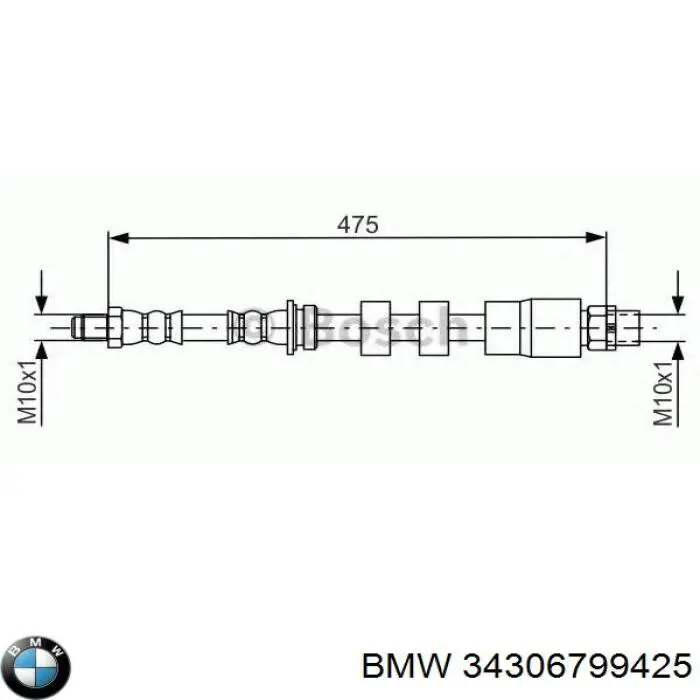 34306799425 BMW Гнучка гальмівна трубка передня