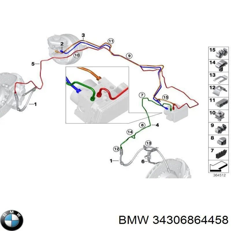 Трубка гальмівна передня ліва BMW 34306864458 ціна, від 7.60 USD