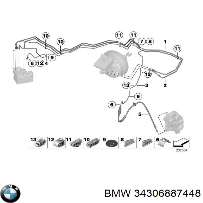 34306887448 BMW Гнучка гальмівна трубка