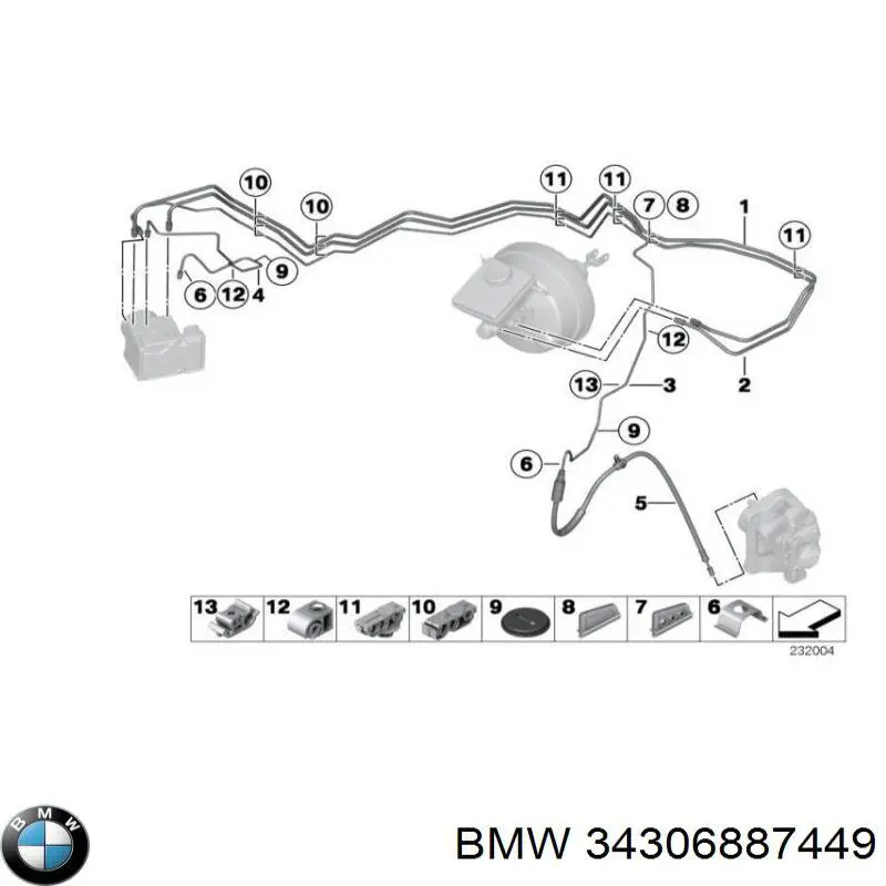 34306887449 BMW шланг гальмівний передній