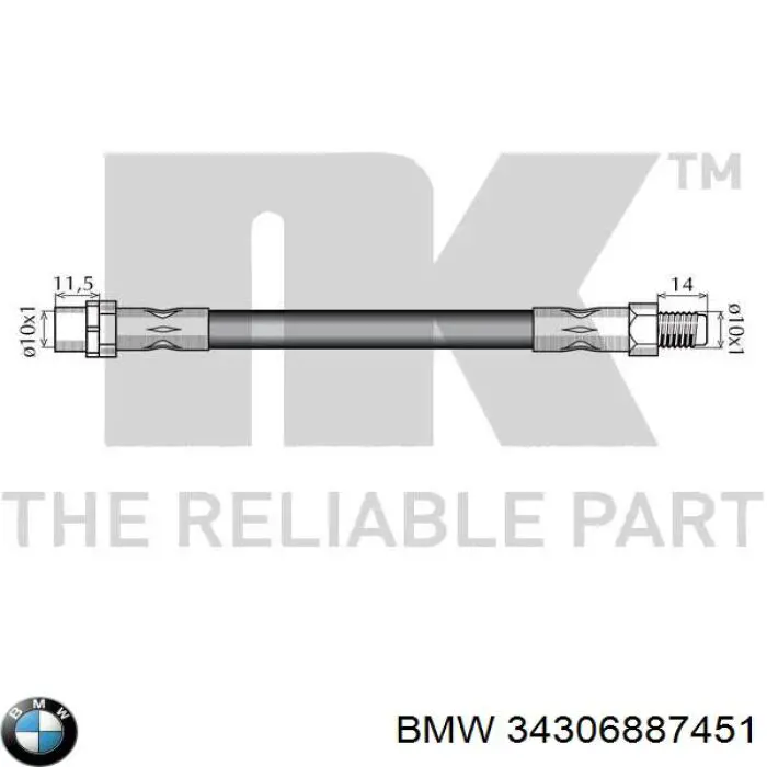 Купити 34306887451 BMW Гальмівні шланги передні