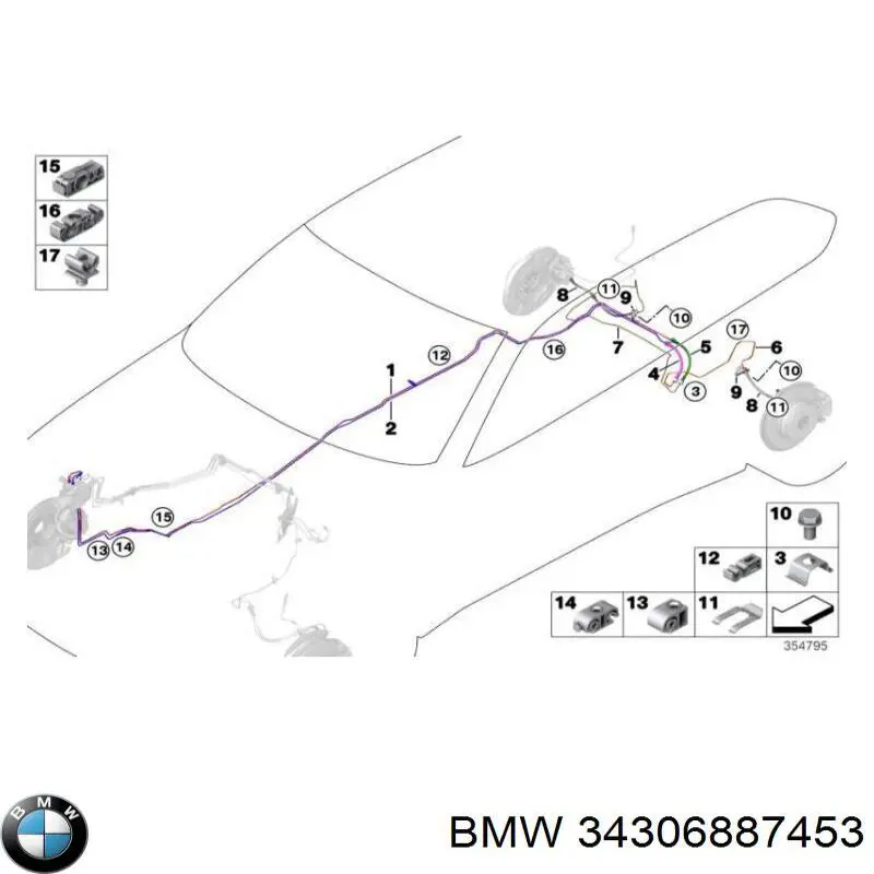 Шланг гальмівний задній, лівий 34326788439 BMW