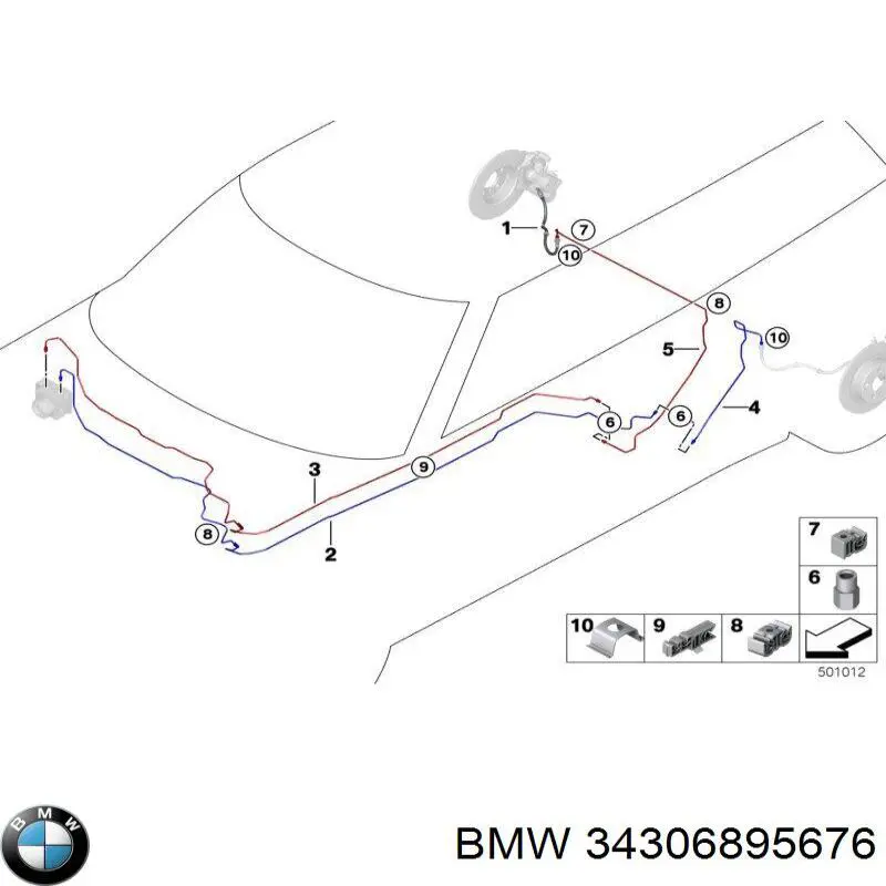 Шланг гальмівний передній BMW 34306895676 ціна, від 14.69 USD