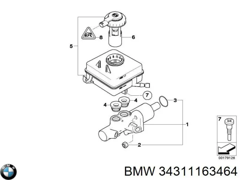 Кришка бачка головного гальмівного циліндру BMW 34311163464 ціна, від 9.88 USD