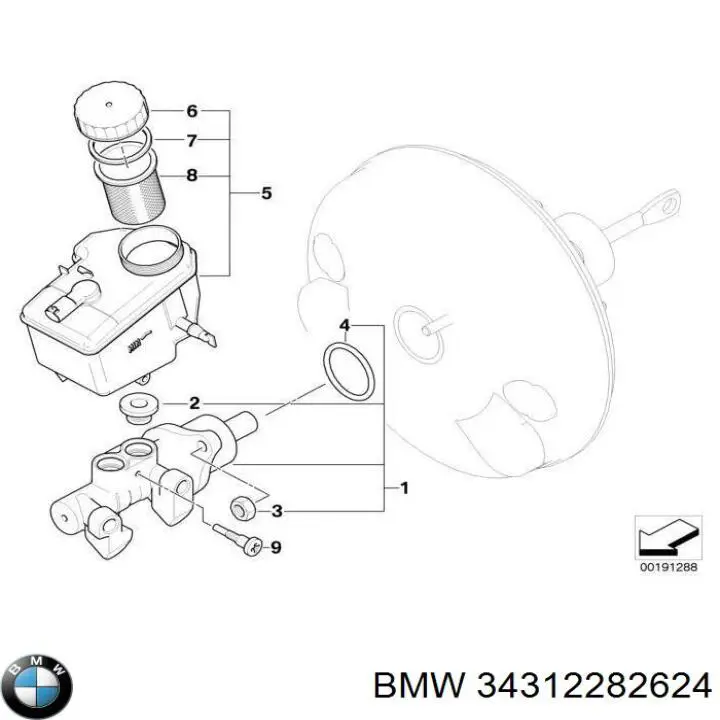Циліндр головний гальма (Гідротормоз) BMW 34312282624 ціна, від 799.84 USD