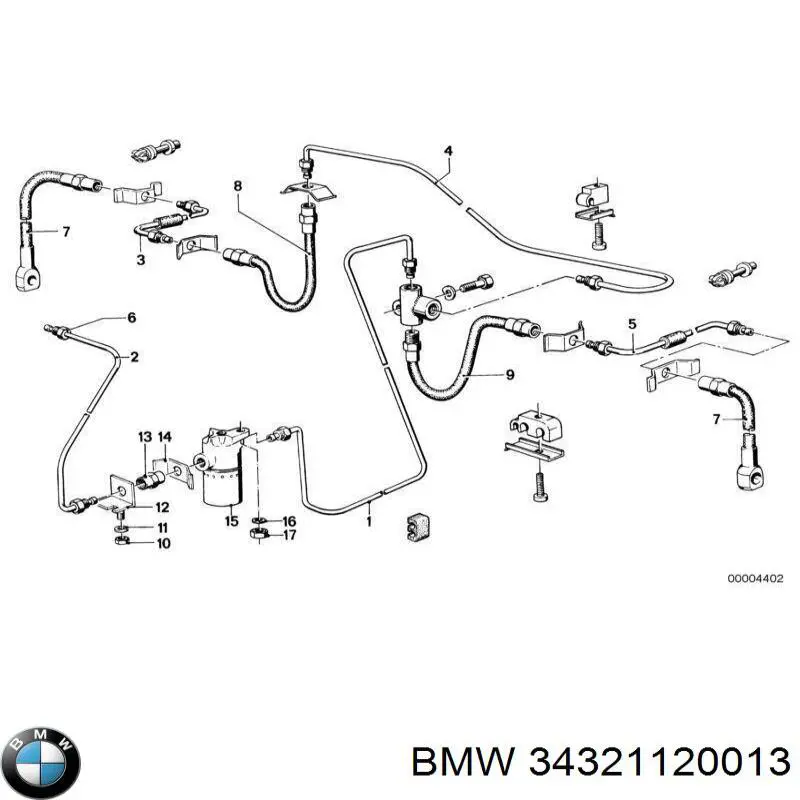 Шланг гальмівний задній BMW 34321120013 ціна, від 5.86 USD