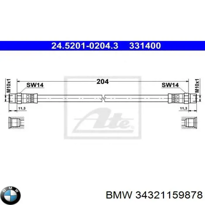 Шланг гальмівний задній BMW 34321159878 ціна, від 4.36 USD