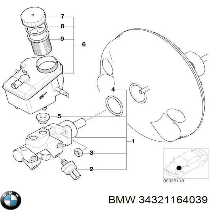 Кришка/пробка розширювального бачка 34321164039 BMW