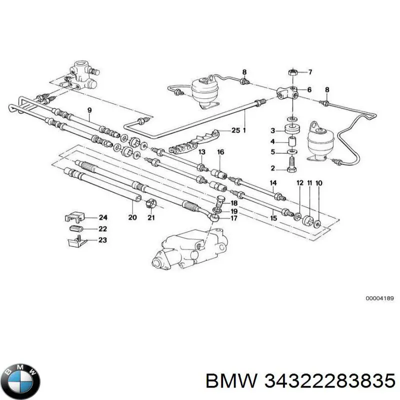 Шланг гальмівний задній, правий 34322283835 BMW