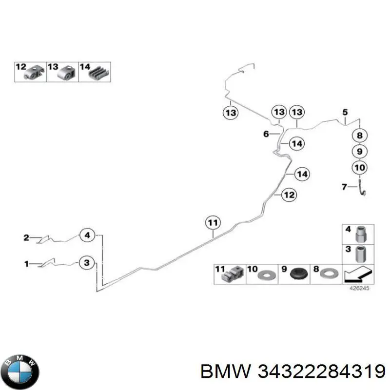 Купити 34322284319 BMW Шланг гальмівний задній