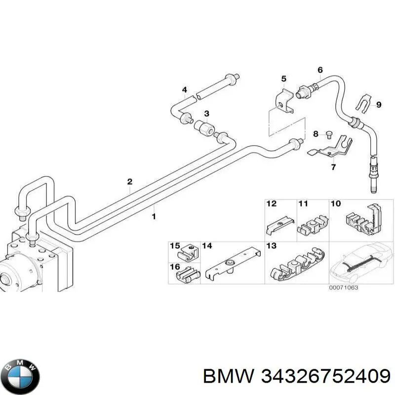 Шланг гальмівний задній, правий 34326752409 BMW