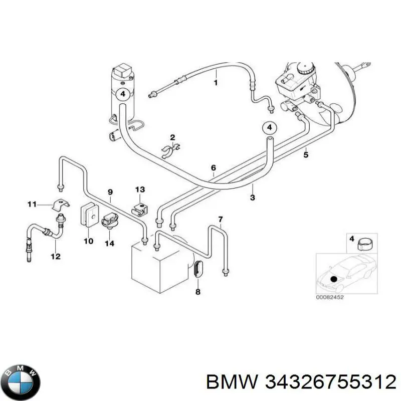 Купити 34326755312 BMW Трубка гальмівна, задня, ліва