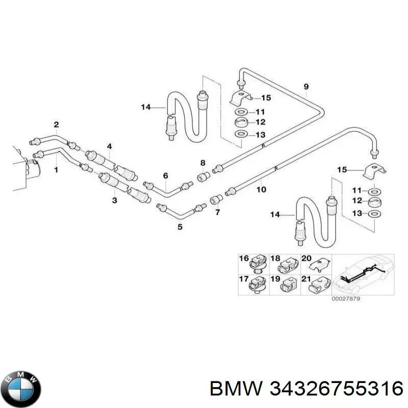 34326755316 BMW Шланг гальмівний задній, правий