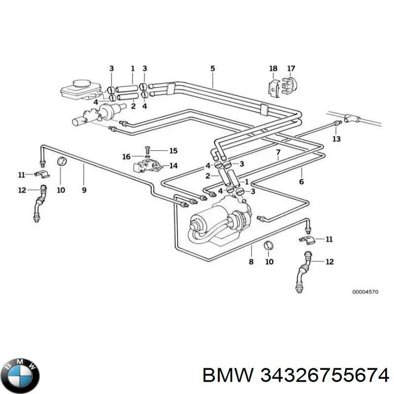Трубка гальмівна, задня, права BMW 34326755674 ціна, від 40.67 USD