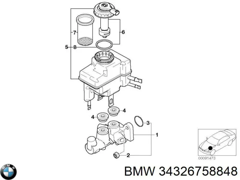 Бачок головного гальмівного циліндру (гальмівної рідини) на BMW 7 (E65, E66, E67)