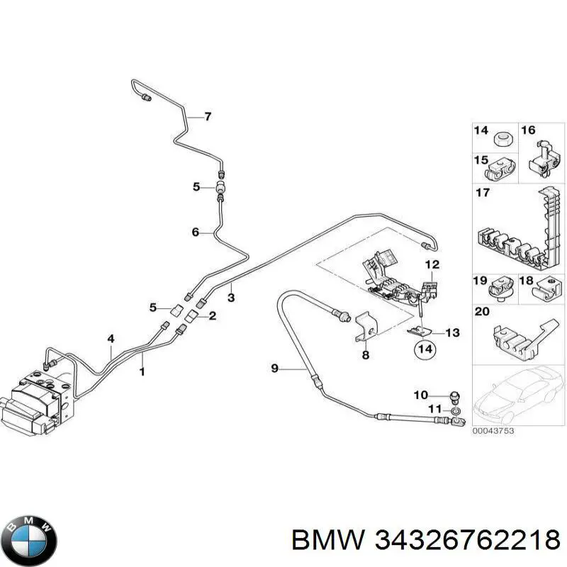 Шланг гальмівний задній, правий 34326762218 BMW