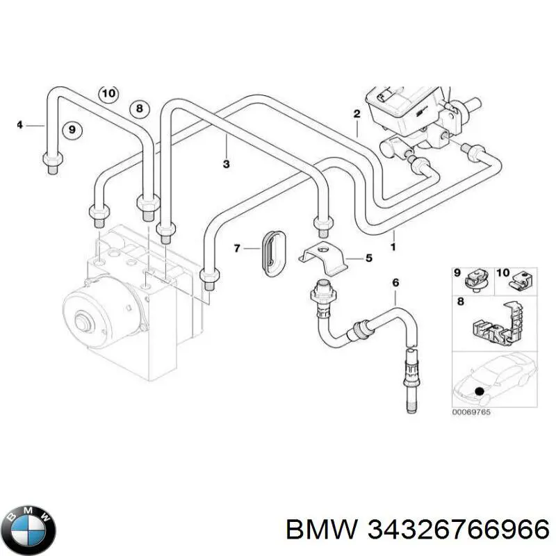 Шланг гальмівний передній BMW 34326766966 ціна, від 7.90 USD
