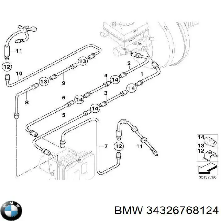 Шланг гальмівний передній 34326768124 BMW