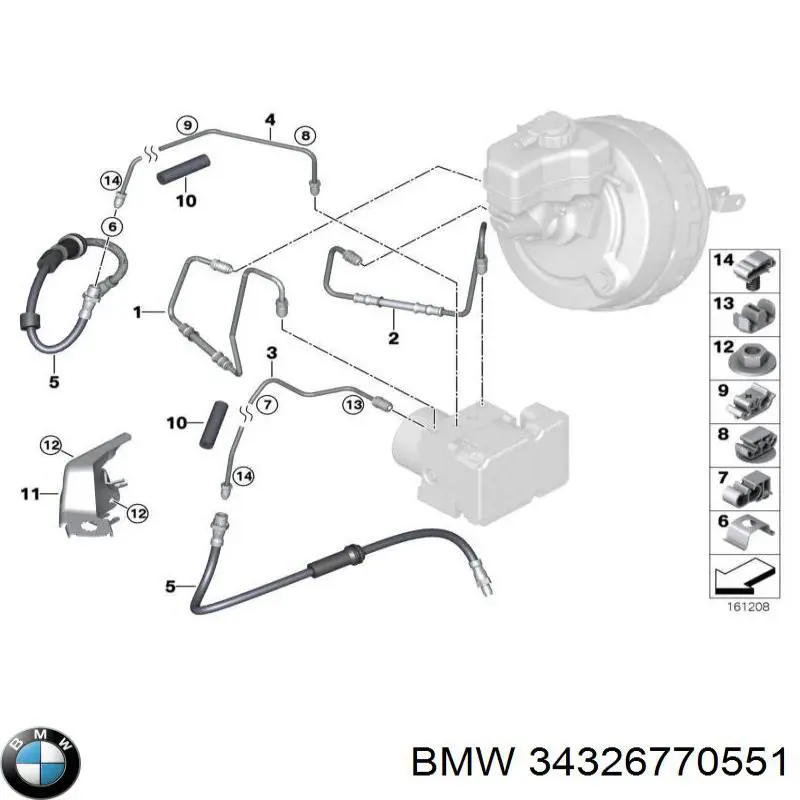 34326853501 BMW Шланг гальмівний задній, правий