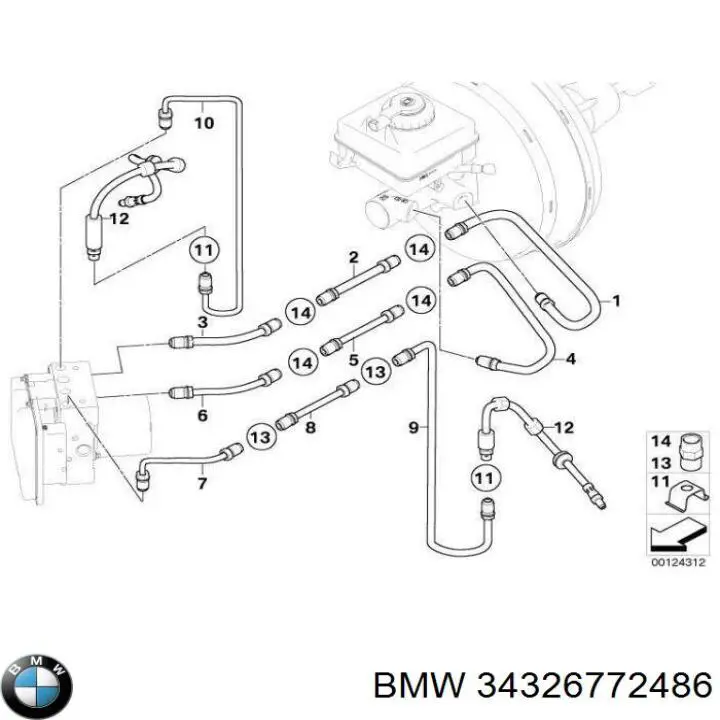 Шланг гальмівний задній, правий 34326760882 BMW