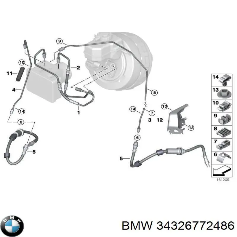 Шланг гальмівний задній, правий BMW 34326760882 ціна, від 10.43 USD