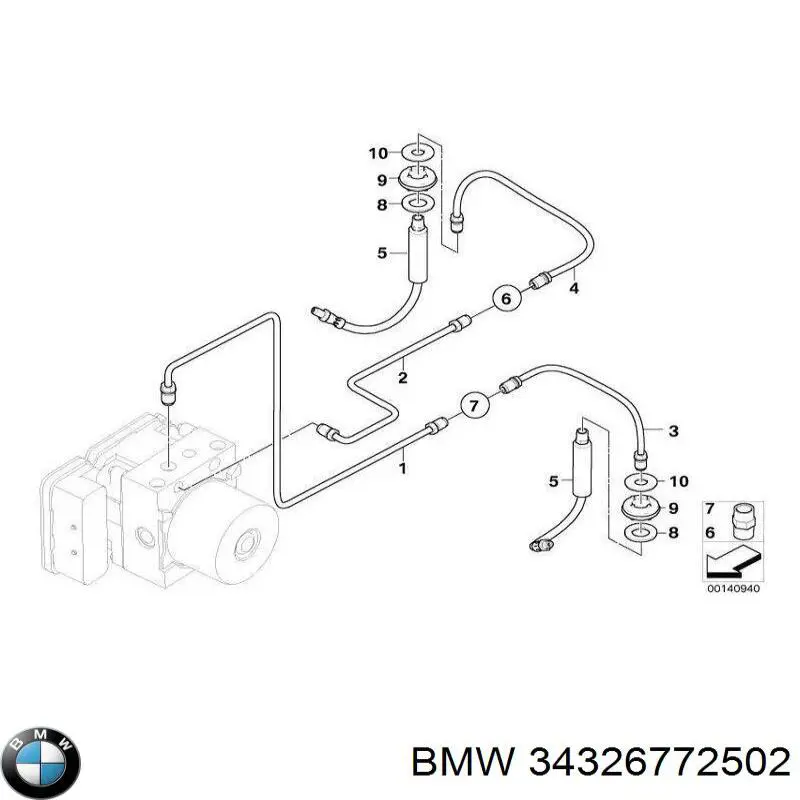 Шланг гальмівний задній, правий 34326772502 BMW