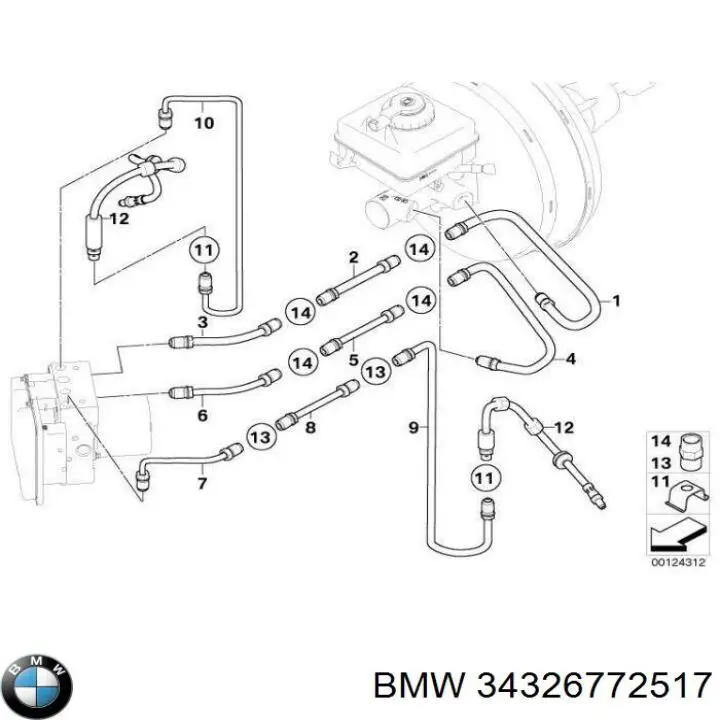 34326772517 BMW Шланг гальмівний задній, правий
