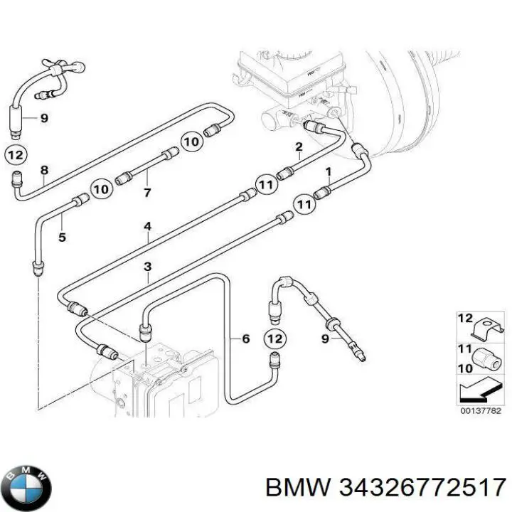 Шланг гальмівний задній, правий 34326772517 BMW