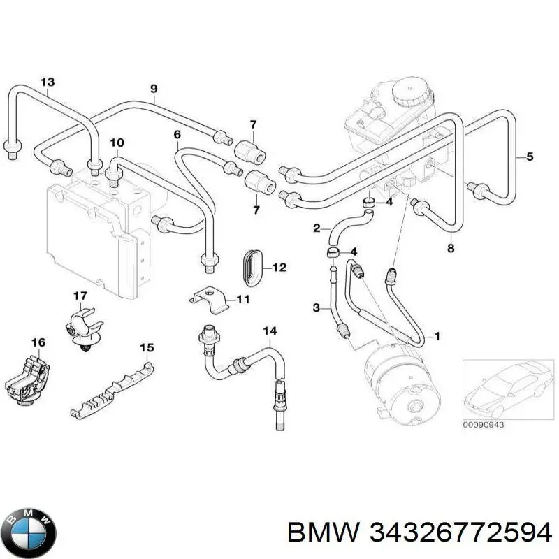 34326772594 BMW Шланг гальмівний задній, правий