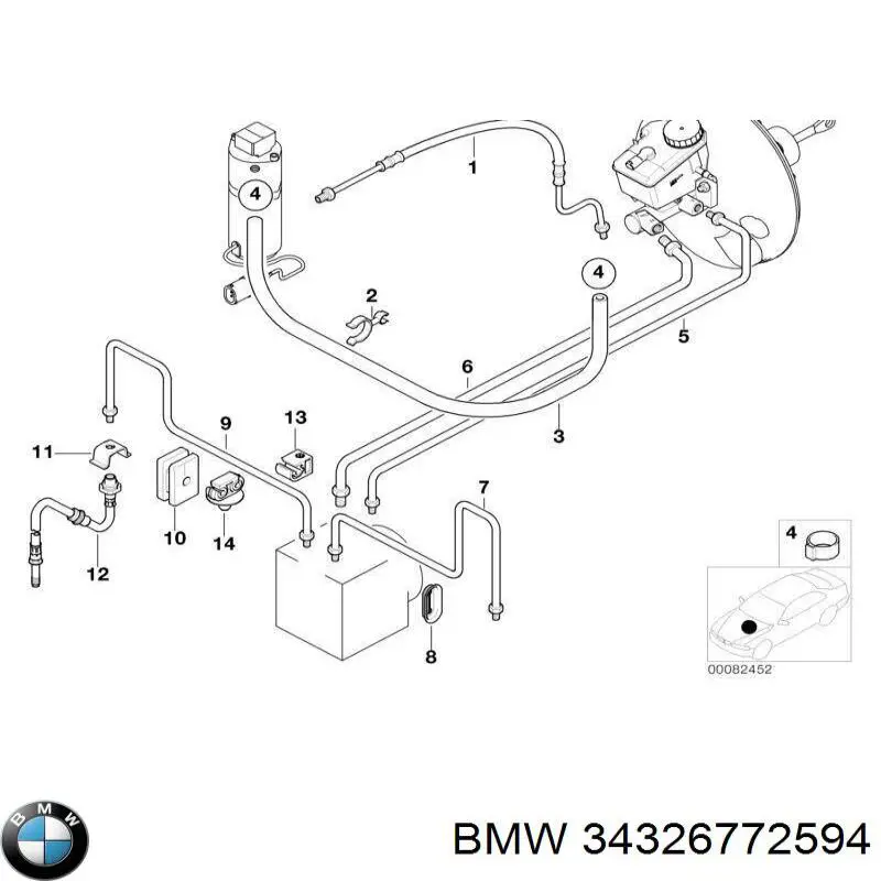 Шланг гальмівний задній, правий BMW 34326772594 ціна, від 20.27 USD
