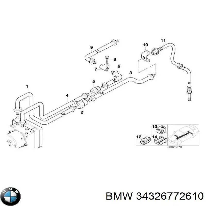 Купити 34326772610 BMW Шланг гальмівний задній, правий