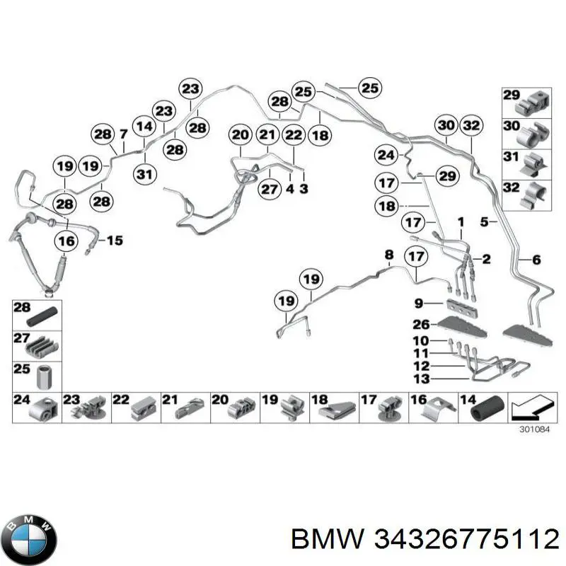34326775112 BMW Шланг гальмівний задній, правий