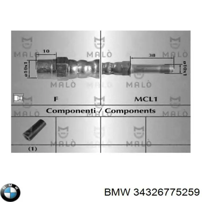 34326775259 BMW Шланг гальмівний задній