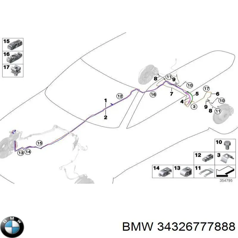 34326777888 BMW Шланг гальмівний задній, правий