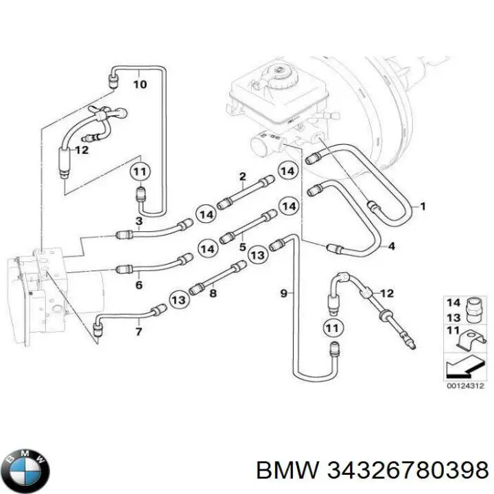 34326780398 BMW Шланг гальмівний задній, правий