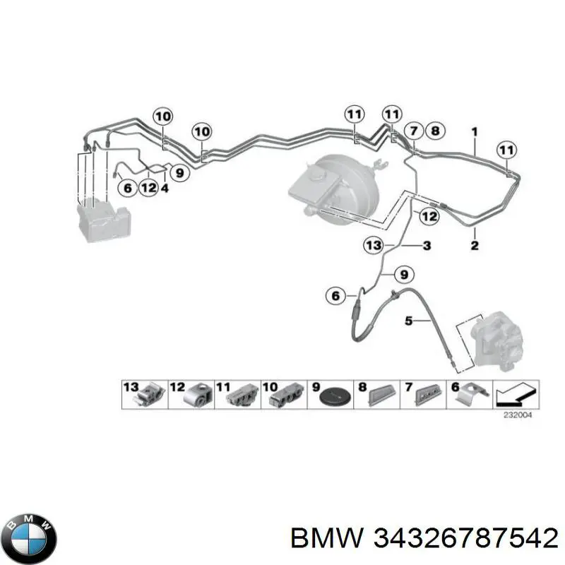 Шланг гальмівний задній, правий BMW 34326787542 ціна, від 10.77 USD
