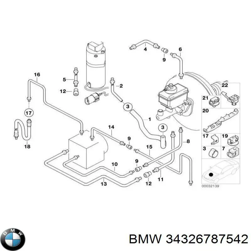 Шланг гальмівний задній, правий 34326787542 BMW