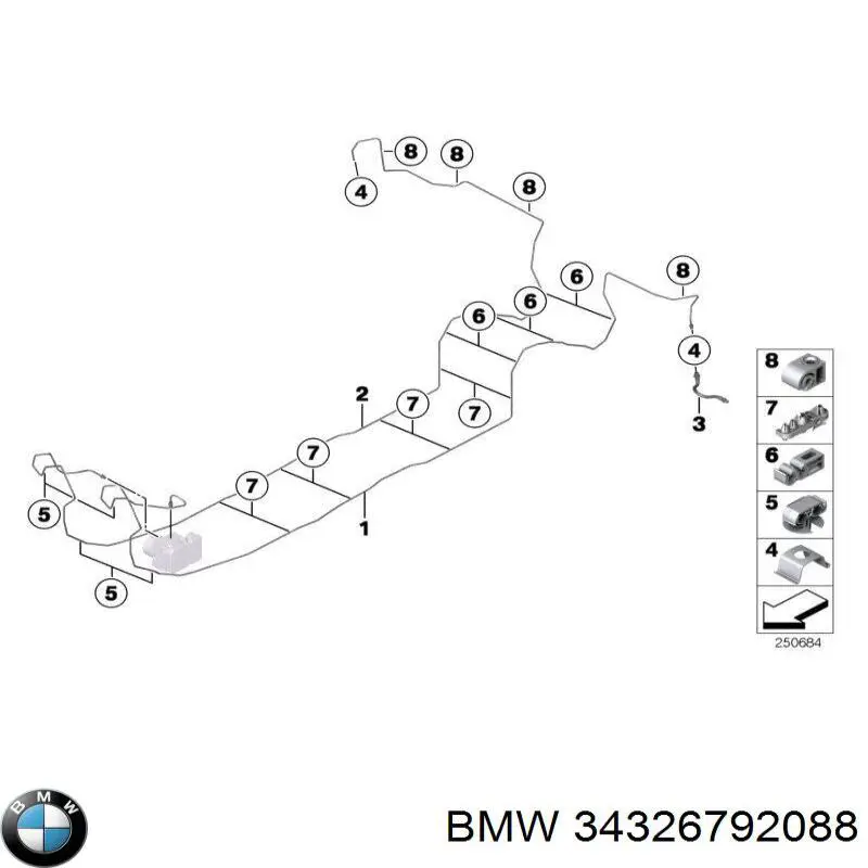 34326792088 BMW Шланг гальмівний задній, правий