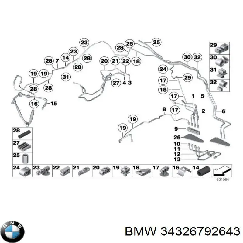 34326792643 BMW Шланг гальмівний задній, правий