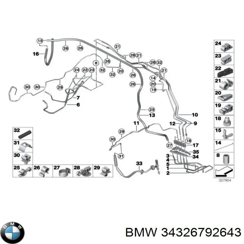 Шланг гальмівний задній, правий 34326792643 BMW