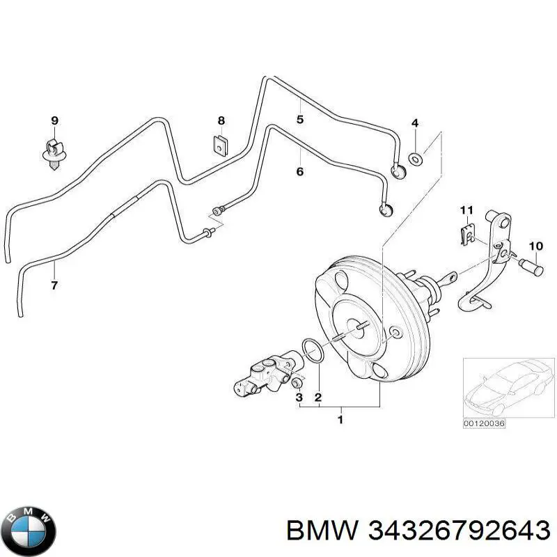Шланг гальмівний задній, правий BMW 34326792643 ціна, від 11.43 USD