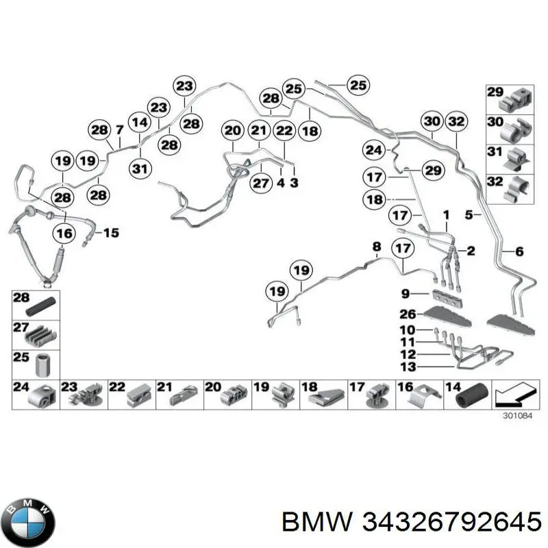 34326792645 BMW Шланг гальмівний задній, правий