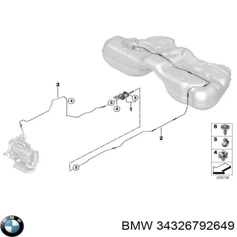 Шланг гальмівний задній, правий 34326792649 BMW