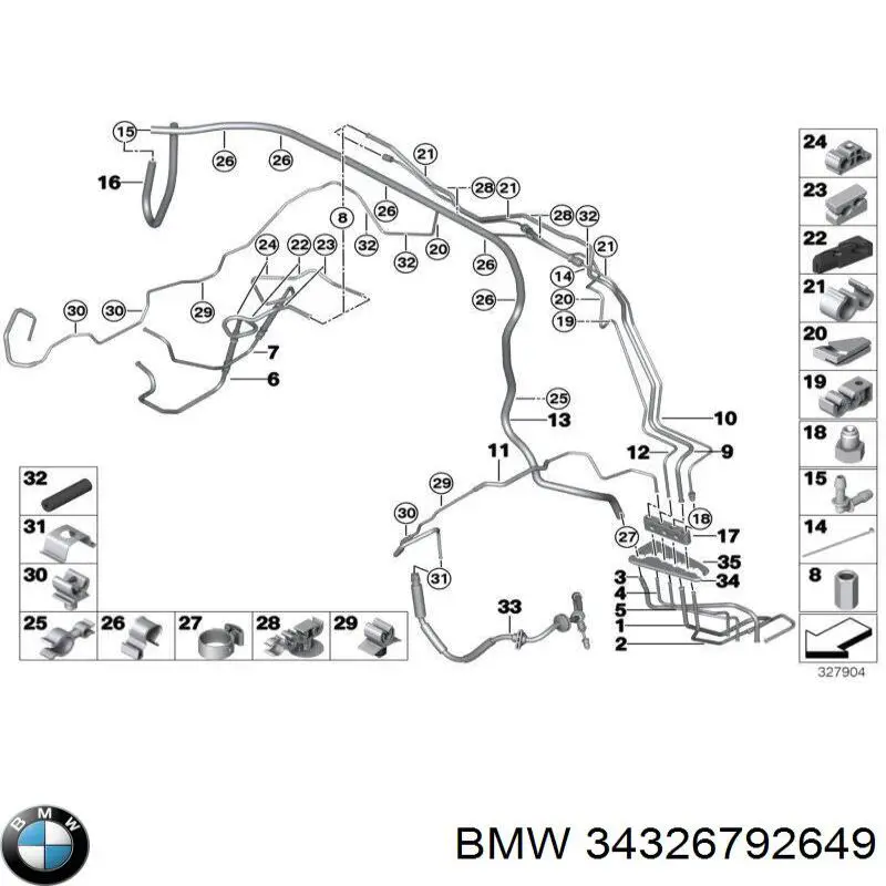 Купити 34326792649 BMW Шланг гальмівний задній, правий