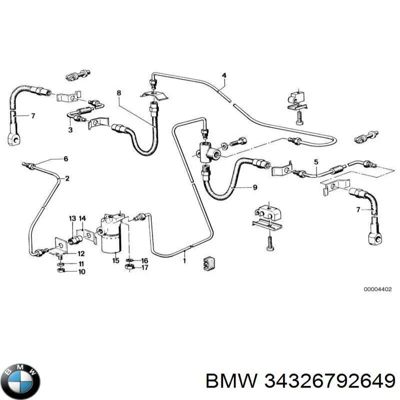 34326792649 BMW Шланг гальмівний задній, правий