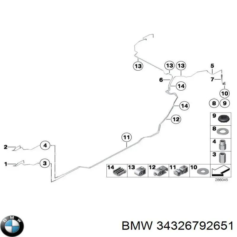 34326792651 BMW Шланг гальмівний задній, правий