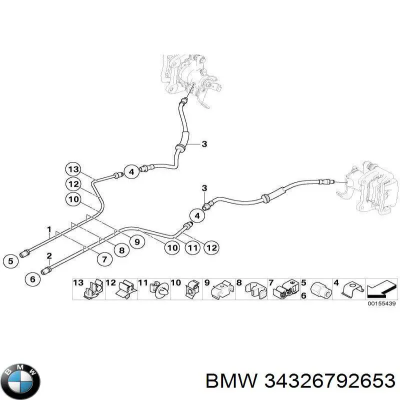 Шланг гальмівний задній, правий BMW 34326792653 ціна, від 12.57 USD
