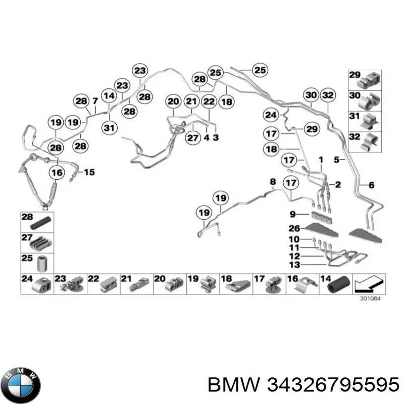 Трубка гальмівна передня ліва BMW 34326795595 ціна, від 12.67 USD