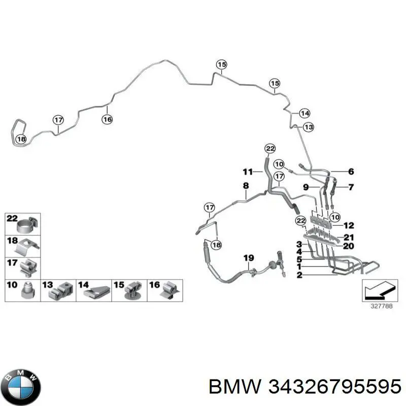 34326795595 BMW Трубка гальмівна передня ліва