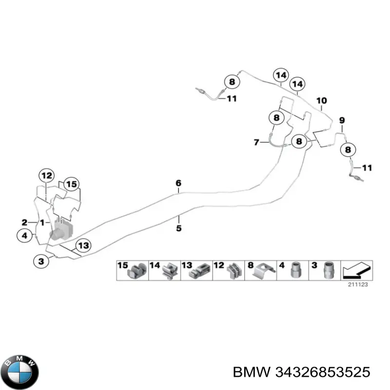 34326764488 BMW Шланг гальмівний задній, правий